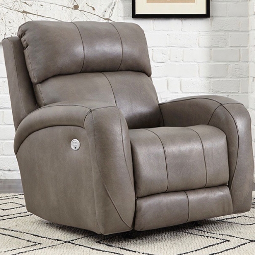 Dawson Power Headrest Rocker Recliner in Cobblestone Grey Leather