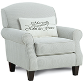 Accent Chair in Ticking Stripe Ebony & White Fabric