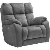 Wild Card Power Headrest Rocker Recliner with USB in Charcoal Grey Fabric