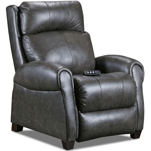 Saturn SoCozi Massage Next Level Power Recliner with Headrest in Grey Top Grain Leather