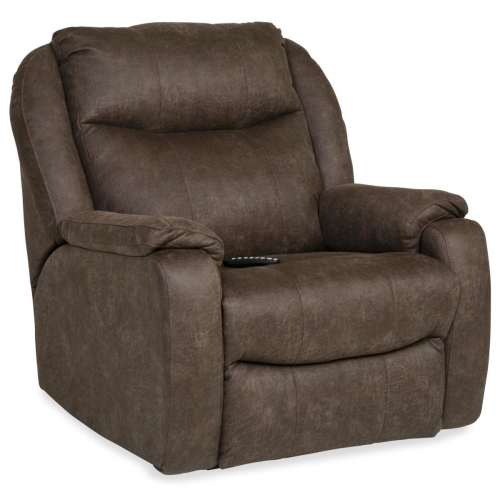Hercules Power Headrest Wall Hugger SoCozi Massage Big Man Recliner in Mocha Fabric