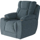 Challenger Big Man's Power Headrest Wall Hugger Recliner in Pond Blue Chenille