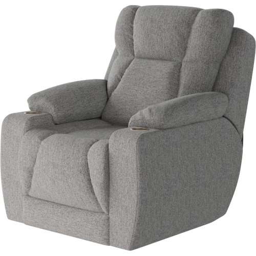 Challenger Big Man's Power Headrest Wall Hugger Recliner in Silver Woven Texture Fabric