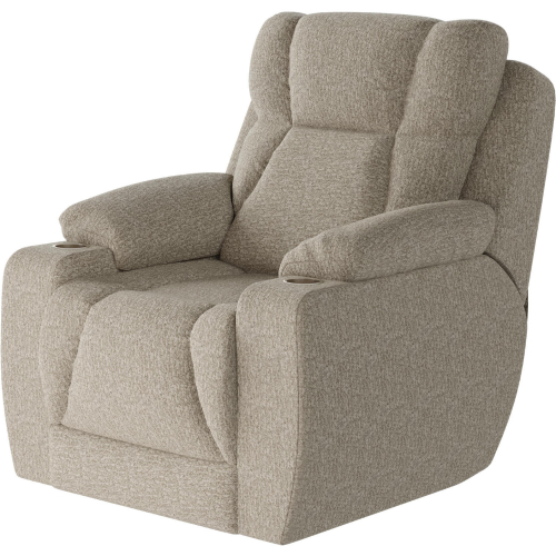 Challenger Big Man's Power Headrest Wall Hugger Recliner in Marble Cream Woven Texture Fabric