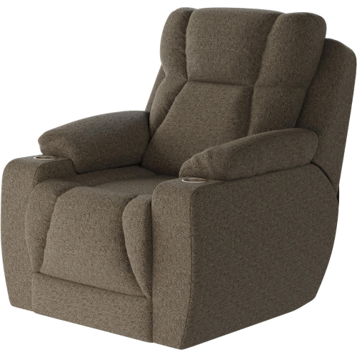 Challenger Big Man's Power Headrest Wall Hugger Recliner in Mushroom Tan Woven Texture Fabric