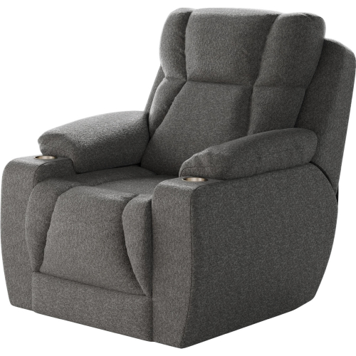 Challenger Big Man's Power Headrest Wall Hugger Recliner in Platinum Grey Printed Velvet Microfiber