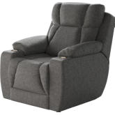 Challenger Big Man's Power Headrest Wall Hugger Recliner in Platinum Grey Printed Velvet Microfiber