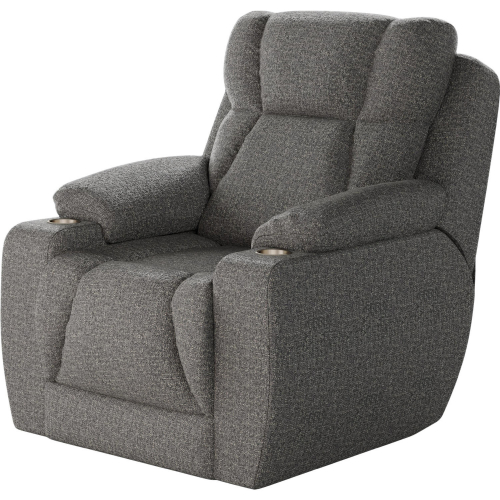 Challenger Big Man's Power Headrest Wall Hugger Recliner in Charcoal Grey Printed Velvet Microfiber