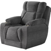 Challenger Big Man's Power Headrest Wall Hugger Recliner in Smoke Grey Velvet Microfiber