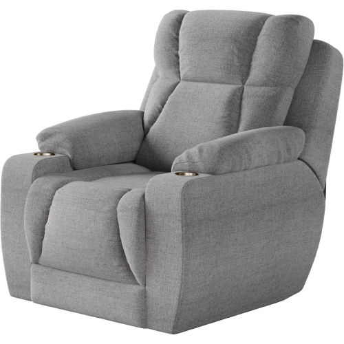 Challenger Big Man's Power Headrest Wall Hugger Recliner in Platinum Grey Velvet Microfiber