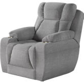 Challenger Big Man's Power Headrest Wall Hugger Recliner in Platinum Grey Velvet Microfiber