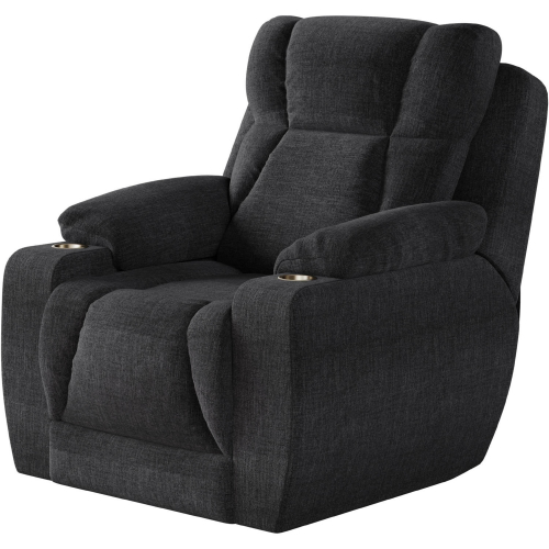 Challenger Big Man's Power Headrest Wall Hugger Recliner in Charcoal Grey Velvet Microfiber