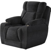 Challenger Big Man's Power Headrest Wall Hugger Recliner in Charcoal Grey Velvet Microfiber