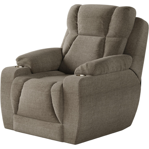 Challenger Big Man's Power Headrest Wall Hugger Recliner in Mushroom Tan Velvet Microfiber