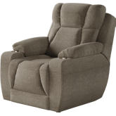 Challenger Big Man's Power Headrest Wall Hugger Recliner in Mushroom Tan Velvet Microfiber