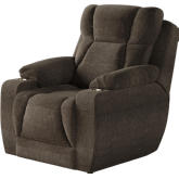 Challenger Big Man's Power Headrest Wall Hugger Recliner in Brindle Brown Velvet Microfiber