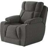 Challenger Big Man's Power Headrest Wall Hugger Recliner in Granite Grey Velvet Microfiber