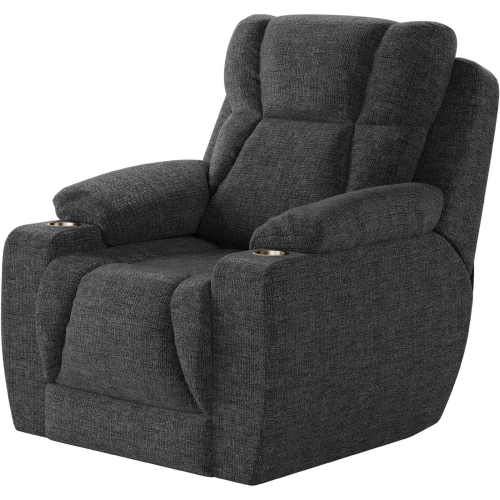 Challenger Big Man's Power Headrest Wall Hugger Recliner in Charcoal Grey Velvet Microfiber