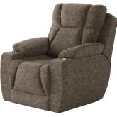 Challenger Big Man's Power Headrest Wall Hugger Recliner in Chocolate Grey Velvet Microfiber
