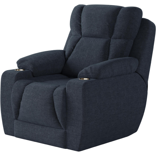 Challenger Big Man's Power Headrest Wall Hugger Recliner in Navy Blue Velvet Microfiber