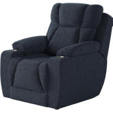 Challenger Big Man's Power Headrest Wall Hugger Recliner in Navy Blue Velvet Microfiber