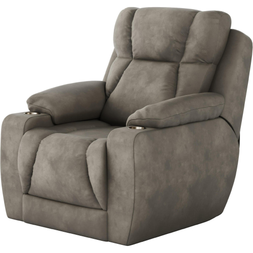 Challenger Big Man's Power Headrest Wall Hugger Recliner in Cobblestone Gray Leather