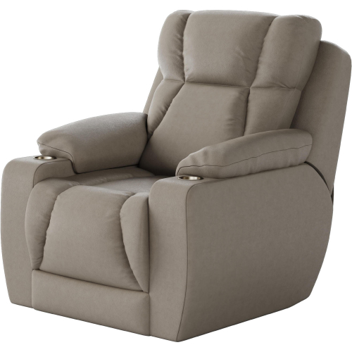 Challenger Big Man's Power Headrest Wall Hugger Recliner in Sand Gray Leather