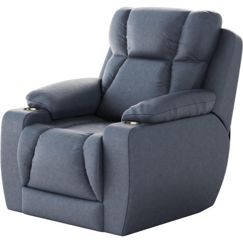 Challenger Big Man's Power Headrest Wall Hugger Recliner in Horizon Blue Leather