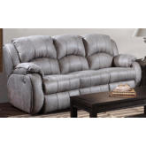 Cagney Power Headrest Double Reclining Sofa in Nickel Grey Duralux Vegan Leather