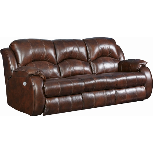 Cagney Power Headrest Double Reclining Sofa in Chocolate Brown Leather
