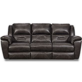 Pandora Power Headrest Reclining Sofa with USB in Grey Leather
