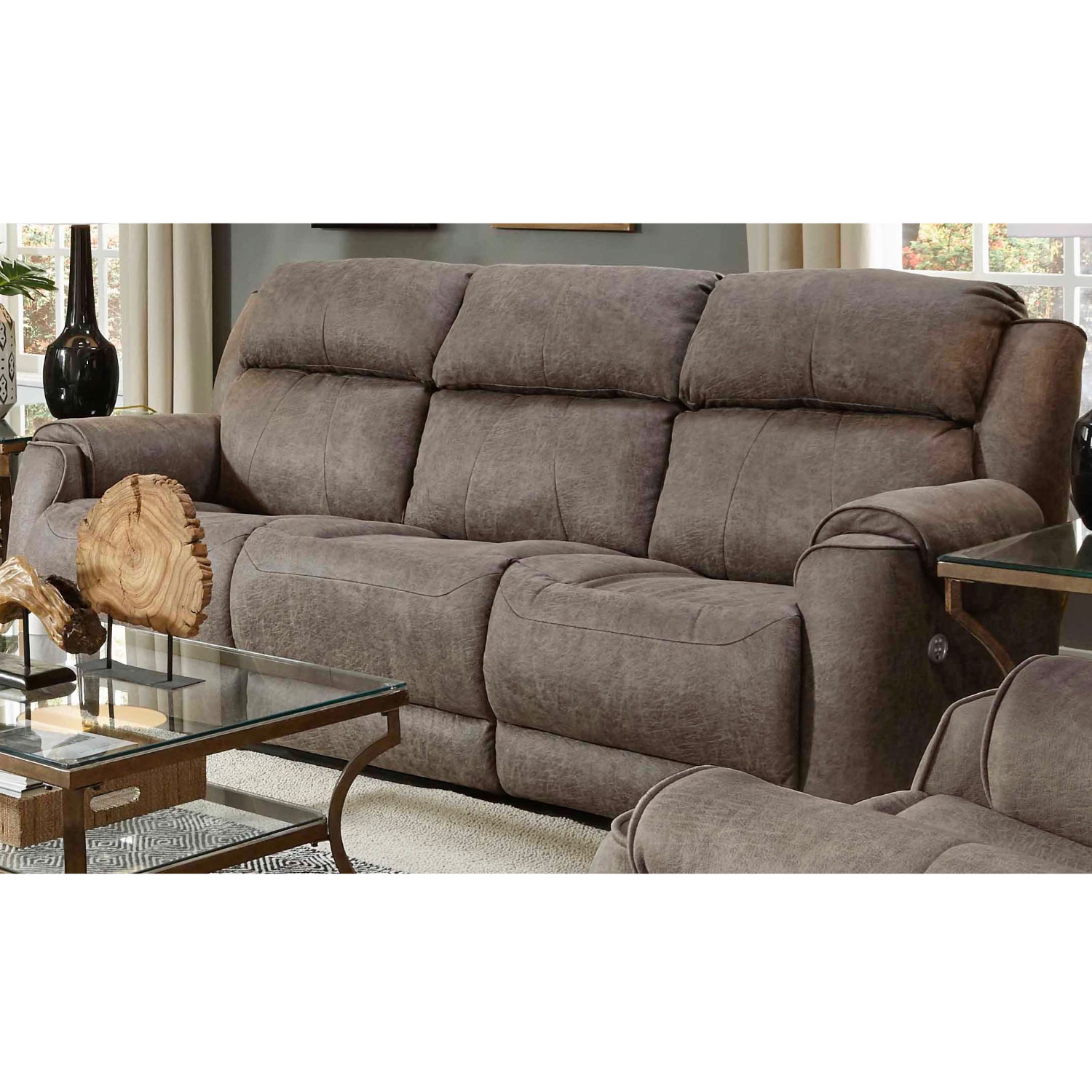 Double Reclining Sofa In Slate Grey Duralux