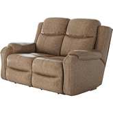 Marvel Manual Reclining Loveseat in Vintage Tan Fabric