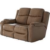 Marvel Power Headrest Reclining Loveseat in Taupe Fabric