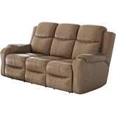 Marvel Manual Reclining Sofa in Vintage Tan Fabric
