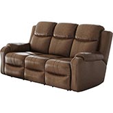 Marvel Power Headrest Reclining Sofa with USB in Hickory Brown Fabric