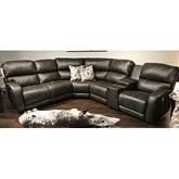 Fandango Power Headrest Reclining Sectional Sofa in Grey Top Grain Leather