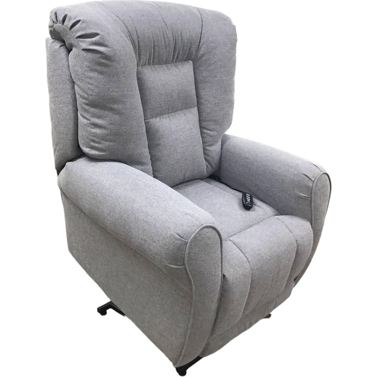 Claude Dual Power Headrest and Lumbar Support Recliner Chair in Light Grey  Genuine Leather