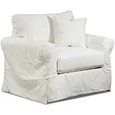 Rolled Arm Accent Chair & a Half in Sutton Snow Fabric Slip Cover