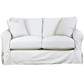 Rolled Arm Loveseat in Sutton Snow Fabric Slip Cover