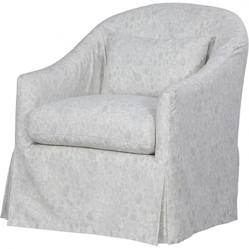 Becky Slipcovered Swivel Accent Chair in Kalahara Saxony Neutral Pattern Fabric