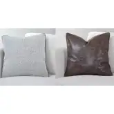 Luxe Down Throw Pillow 20x20 in Bellevue Domino & Crystal Charcoal Fabric (Set of 2)