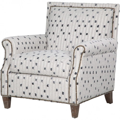 Bill Accent Chair in Que Graphite Multicolor Fabric w/ Old Gold Nailhead