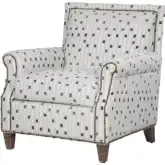 Bill Accent Chair in Que Graphite Multicolor Fabric with Old Gold Nailhead