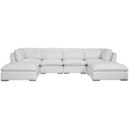 Burbank Sectional with Double Chaise in Chloe Ice Neutral Fabric