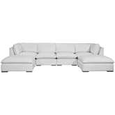 Burbank Sectional with Double Chaise in Chloe Ice Neutral Fabric