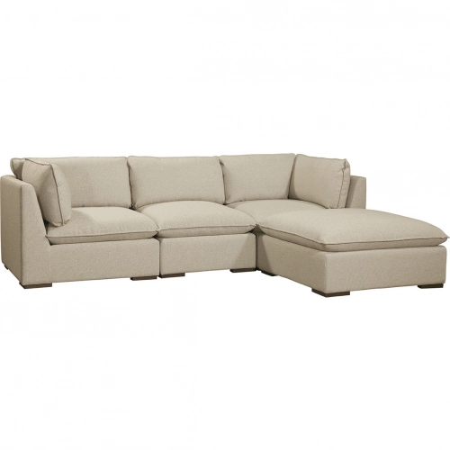 Burbank Sectional Sofa w/ Reversible Chaise in Boucle Pebble Neutral Fabric