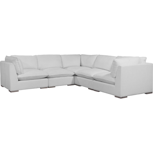 Burbank 5 Piece Square Sectional in Chloe Ice Neutral Fabric