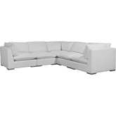 Burbank 5 Piece Square Sectional in Chloe Ice Neutral Fabric