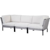 Calabasas Outdoor Sofa in Solid Ivory Fabric & Gray PU Wicker